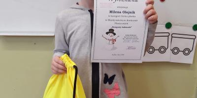 I miejsce w konkursie plastycznym pt. "Śniegowy bałwanek"