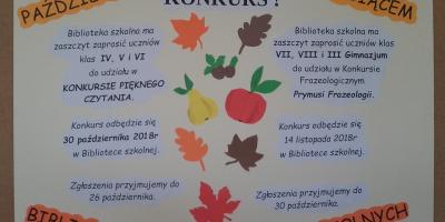 Październik Miesiącem Bibliotek Szkolnych - konkursy