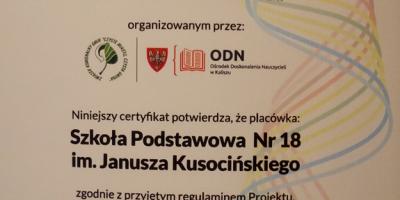 Podsumowanie Projektu „Kaliska Przygoda z Odpadami” oraz wręczenie certyfikatów.