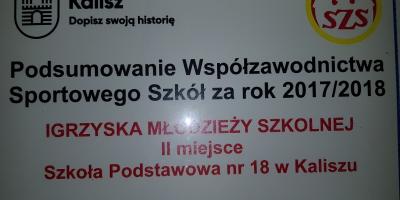 Podsumowanie współzawodnictwa spotrowego zskół za rok 2017/2018